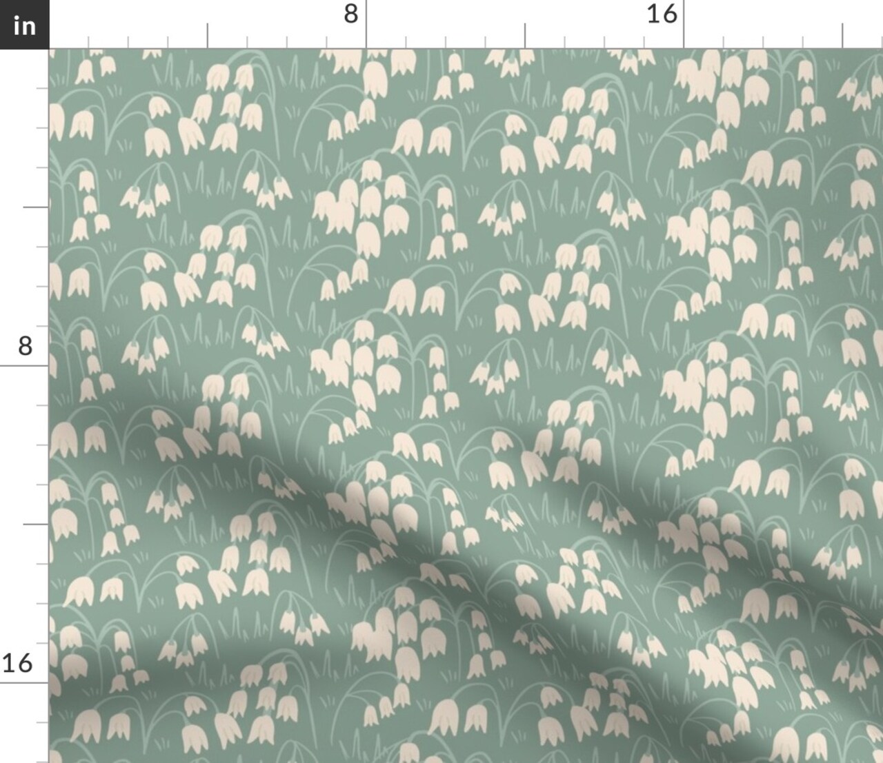 Whimsical Retro Vintage Floral 70S Flowers Green Blue Cottage Core Custom Printed Fabric by Spoonflower Various Fabrics by the Yard or Fat Quarter
